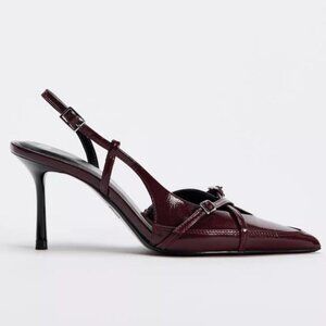 ZARA FAUX PATENT LEATHER HEELED SHOES
